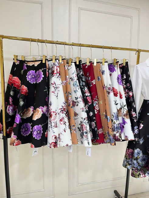 Women Floral Print Flared  Skirts